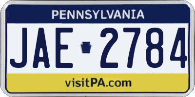 PA license plate JAE2784