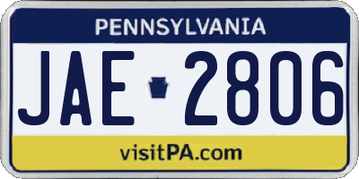 PA license plate JAE2806