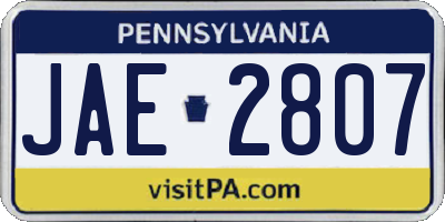 PA license plate JAE2807