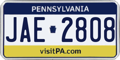 PA license plate JAE2808