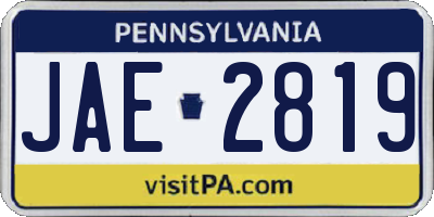 PA license plate JAE2819