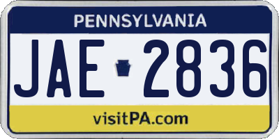 PA license plate JAE2836