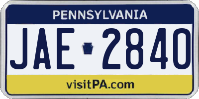 PA license plate JAE2840