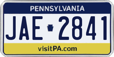 PA license plate JAE2841