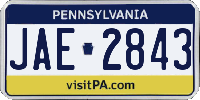 PA license plate JAE2843