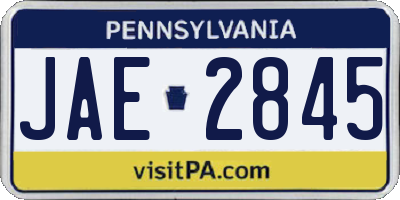 PA license plate JAE2845