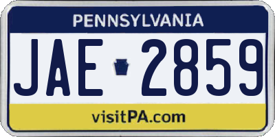 PA license plate JAE2859