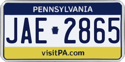 PA license plate JAE2865