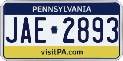 PA license plate JAE2893
