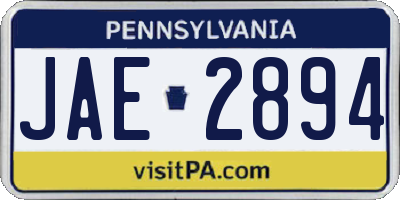 PA license plate JAE2894