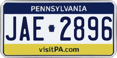 PA license plate JAE2896