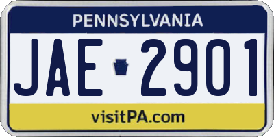 PA license plate JAE2901