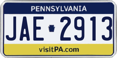 PA license plate JAE2913