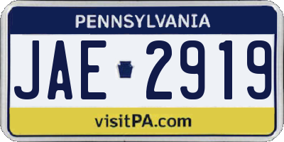 PA license plate JAE2919