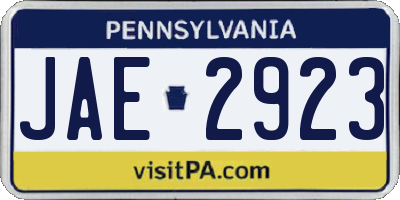 PA license plate JAE2923