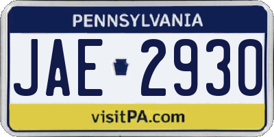 PA license plate JAE2930