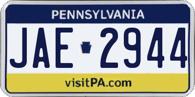 PA license plate JAE2944