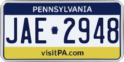 PA license plate JAE2948