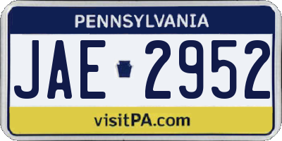 PA license plate JAE2952