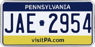 PA license plate JAE2954