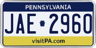 PA license plate JAE2960