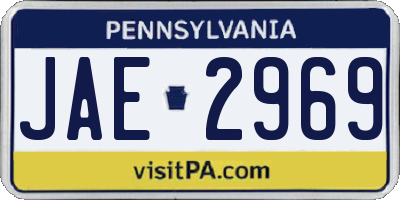 PA license plate JAE2969