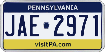 PA license plate JAE2971