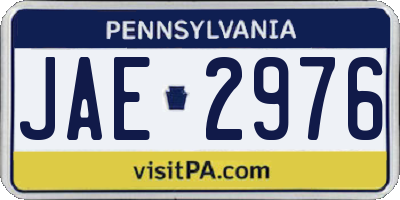 PA license plate JAE2976