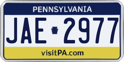 PA license plate JAE2977