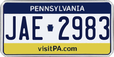 PA license plate JAE2983