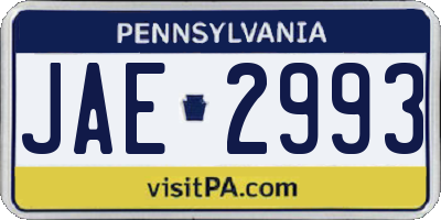 PA license plate JAE2993