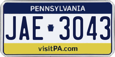PA license plate JAE3043