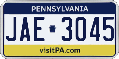 PA license plate JAE3045