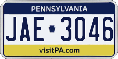 PA license plate JAE3046