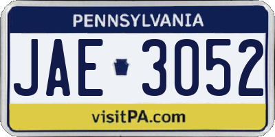 PA license plate JAE3052