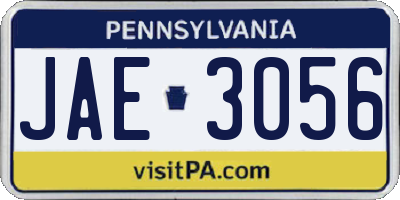 PA license plate JAE3056
