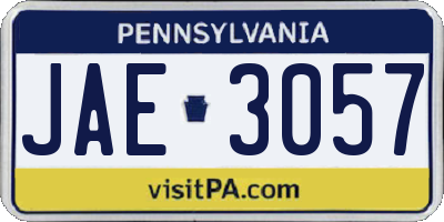 PA license plate JAE3057