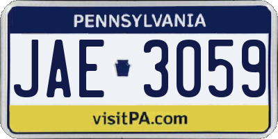 PA license plate JAE3059