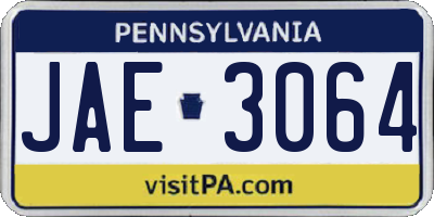 PA license plate JAE3064