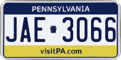 PA license plate JAE3066