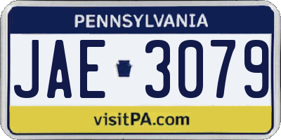 PA license plate JAE3079