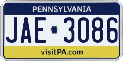 PA license plate JAE3086