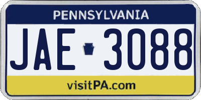 PA license plate JAE3088