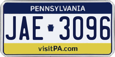 PA license plate JAE3096