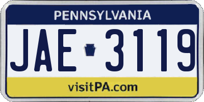 PA license plate JAE3119