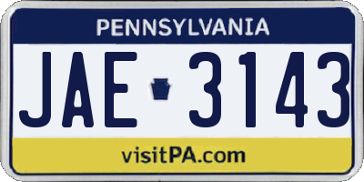 PA license plate JAE3143