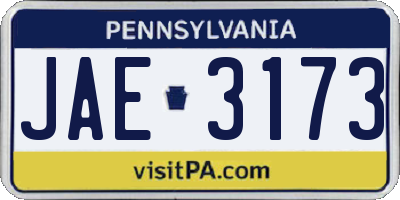 PA license plate JAE3173