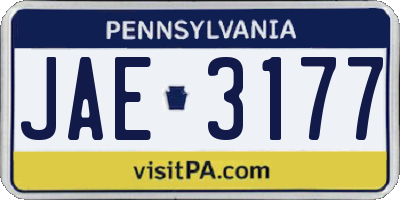 PA license plate JAE3177