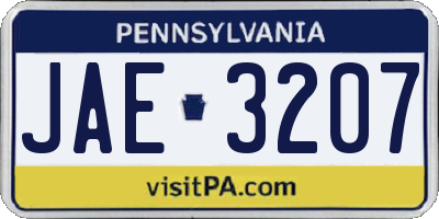 PA license plate JAE3207