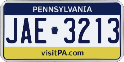 PA license plate JAE3213